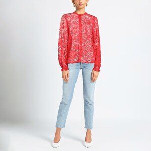 VICOLO Red Lace shirt long sleeves blouse